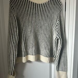 Elegant Black and White Striped Women's Sweater